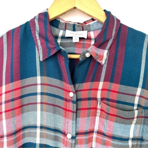 Lucky Brand  button down shirt with long sleeves, lightweight plaid fabric - Picture 2 of 11